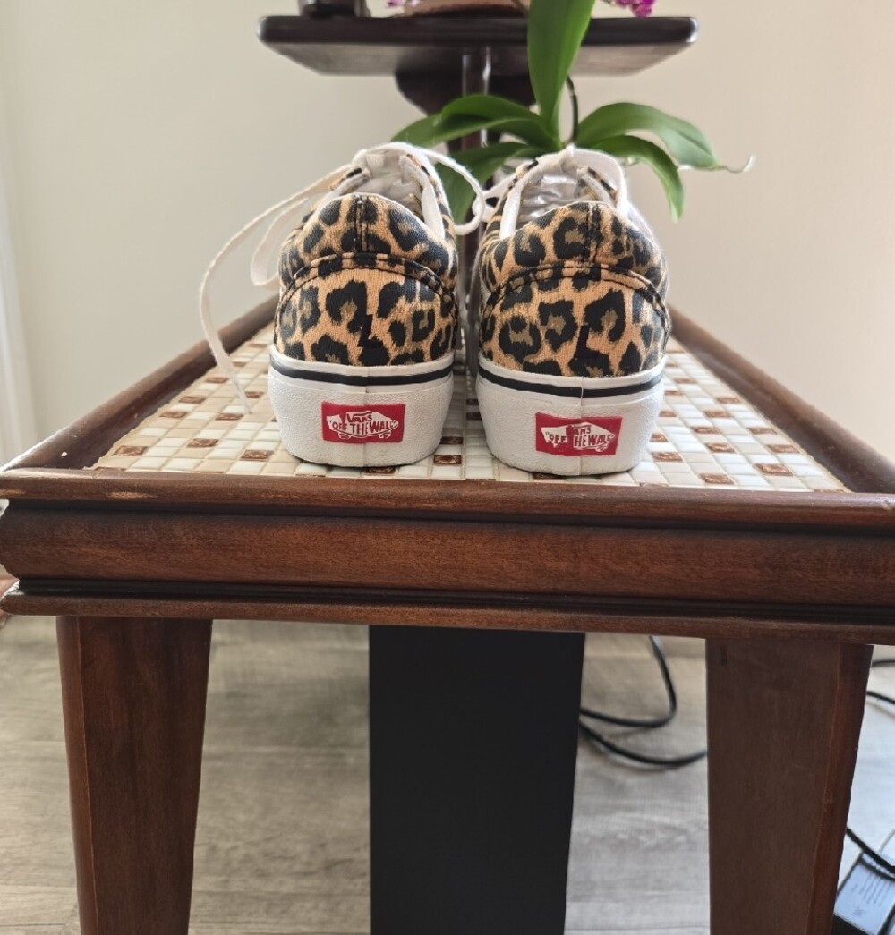 Vans Leopard Print Platform Old Skool Sneakers — Size 6.5 - Picture 2 of 9